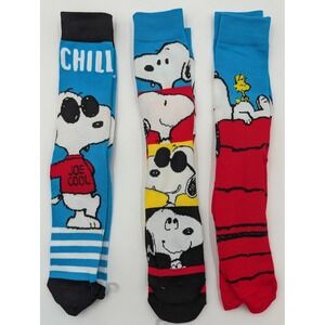 Snoopy Joe Cool Chill Peanuts Socks Knee High Blue Red Black Adult Size